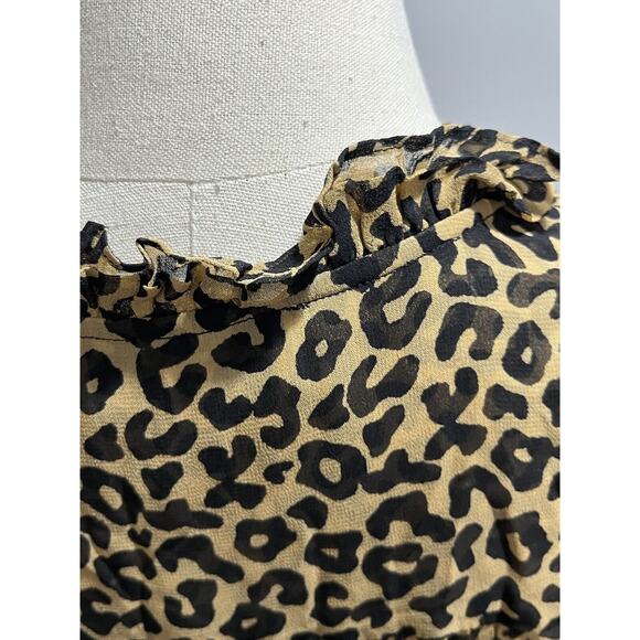 Sea New York Lottie Chiffon Animal Print Drawstring Long Sleeve Tassel Dress 4 - Picture 14 of 16